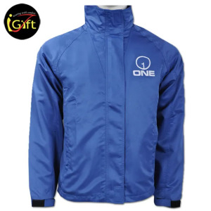iGift OEM Wholesale Outdoor Blue Color Jacket Printed Logo Custom Windbreaker Jacket For Men