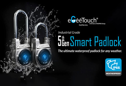 eGeeTouch 5th GEN. Outdoor (IP66) Smart Padlock, Waterproof, Commercial use, BT + NFC, iOS/Android/Web*