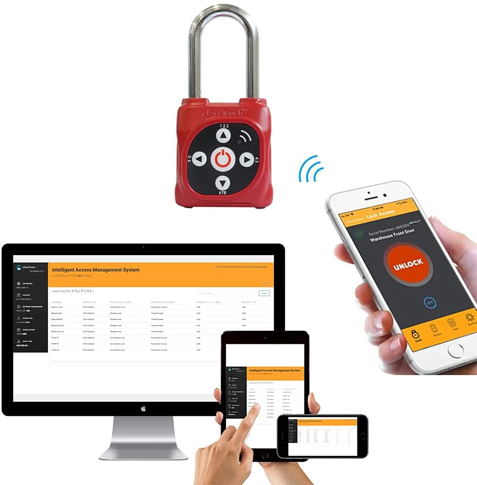 eGeeTouch Smart Lockout Tagout Lock, LOTO , DUAL Access (BT + Directional Code), iOS/Android/Web App* for Multi Approval Layers, Remote GRANT/REVOKE One-Time, Recurring or Timed Access, etc